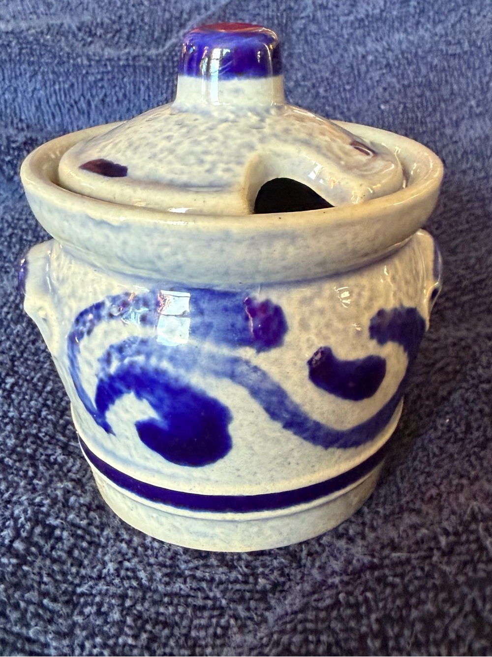 Marzi + Remy Salt Glaze Pottery Covered Mustard/Jam Jar 3057 Germany 3.5” Ht.